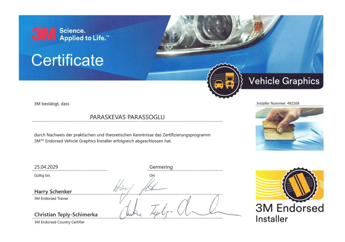 3M Zertifikat Vehicle Graphics